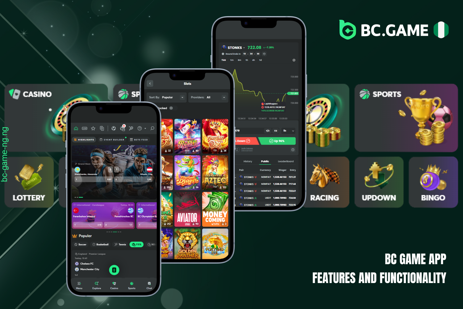 The BC Game app offers a wide range of gaming, sports betting and cryptocurrency trading options