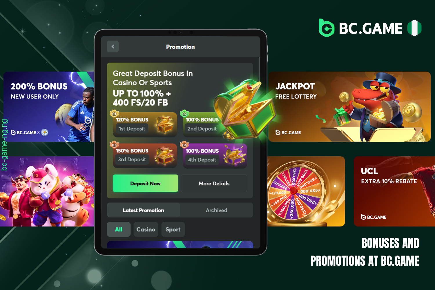BC Game offers a number of promotions and bonuses to its Nigerian users