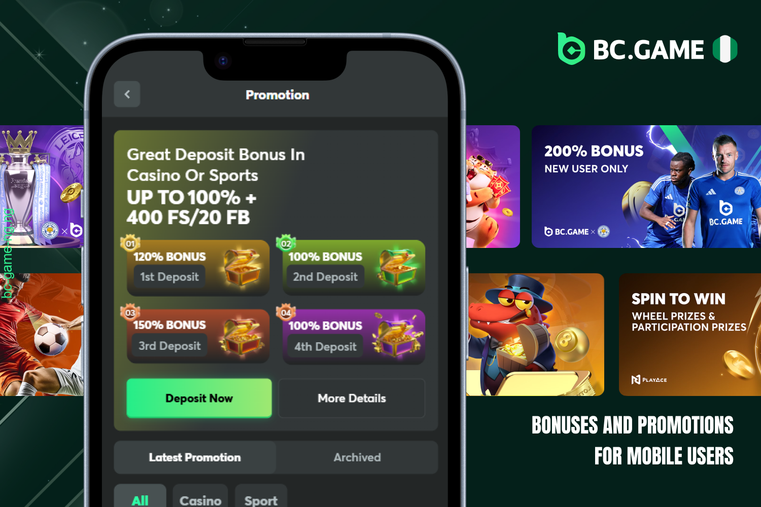 Users of the BC Game app from Nigeria can get exclusive bonuses