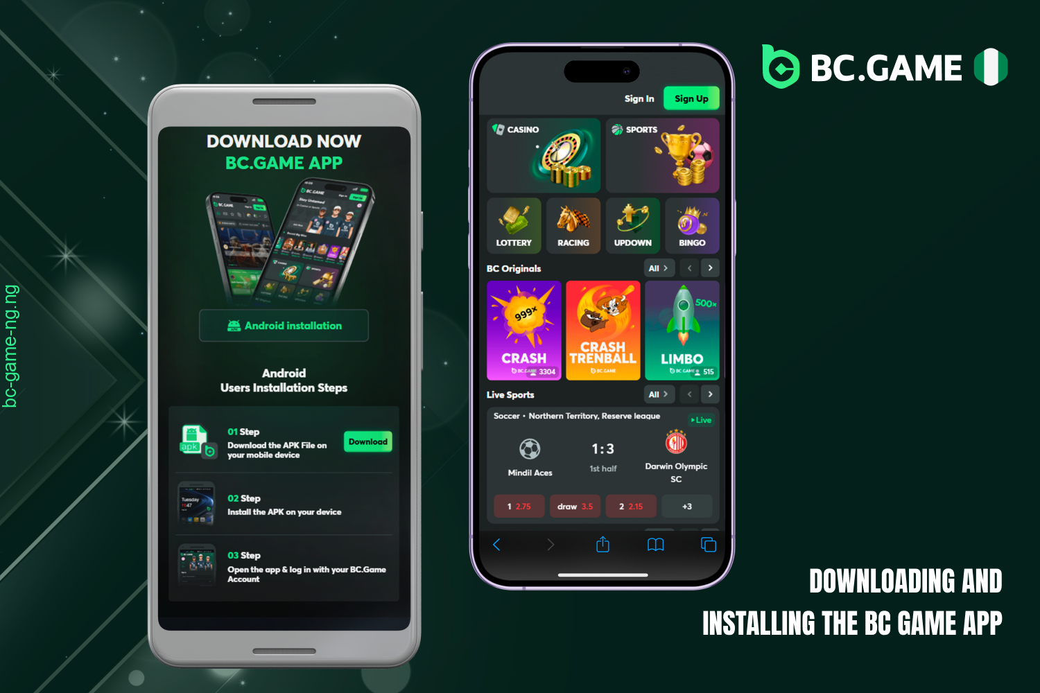 Simple steps for Android and iOS users on how to download and install the BC Game app